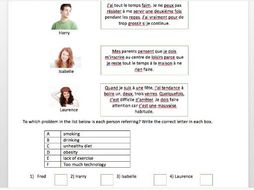 health, healthy eating reading tasks and mark scheme