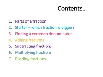 Fractions - add, subtract, divide & multiply