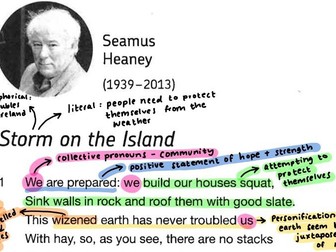 Annotated Storm on the Island by Seamus Heaney