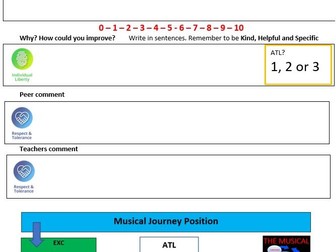 KS3 Music Student Assessment and Feedback sheet
