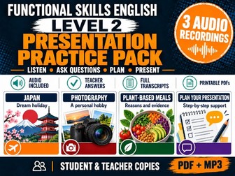 Functional Skills English Level 2 Speaking & Listening: Presentations + 3 Audio Recordings