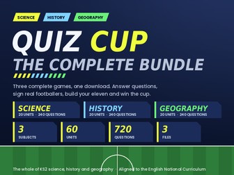 KS2 Science, History & Geography Quiz Game Bundle | Football Retrieval Game | 60 Units, 720 Question