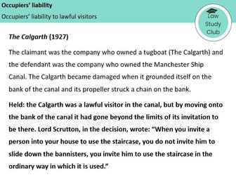 Occupiers' liability- Lesson slides (OCR A-level law)