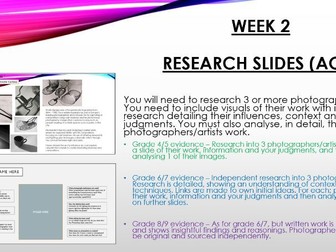 GCSE Photography ESA Exam 2025. Lessons - 11 week prep