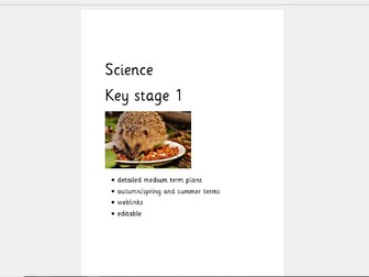 science key stage 1 medium term plans and progression