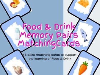 Food & Drink Themed Matching Memory Pairs Cards