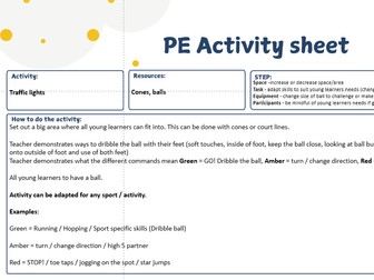 EYFS PE Activity sheets