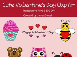 Cute Valentine's Day Clip Art - Set of 6