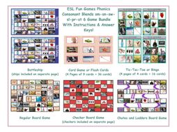 Phonics Consonant Blends sm-sn-sw-sl-pr-st 6 Game Bundle