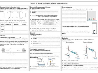 States of Matter, Diffusion & Separating Mixtures Revision Spread