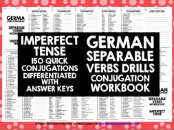 GERMAN SEPARABLE VERBS IMPERFECT TENSE DRILLS | Teaching Resources