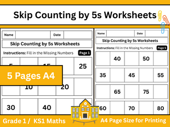 Skip Counting by 5s Worksheets | Math KS1