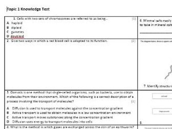 Edexcel CB9 Biology Knowledge Assessment
