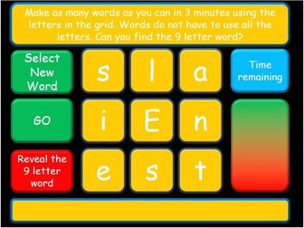 Interactive Spelling Boggle Revision or Tutor Time Game. KS2 & KS3 English Language