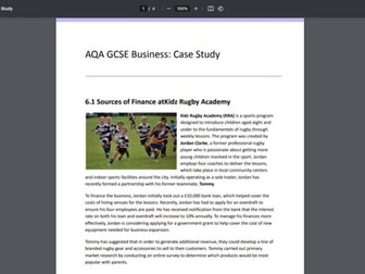 AQA GCSE Unit 6 Business: Case Study Activity
