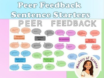Peer Feedback Sentence Starters Wall display