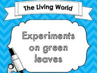 Experiments on Green Leaves (Photosynthesis and chlorophyll)