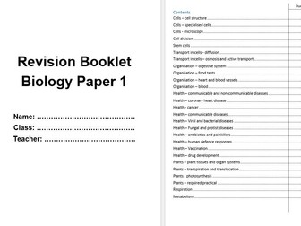 AQA combined science GCSE biology paper 1 revision booklet