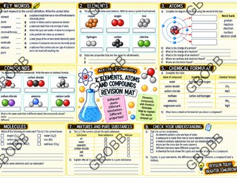 KS3 Activate 1 Chemistry  Elements, atoms and compounds Revision Mat