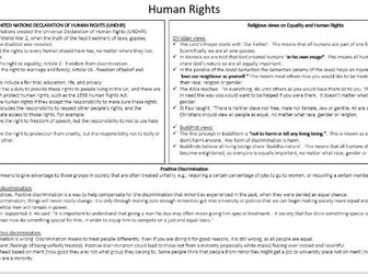 Religion and Life Revision Sheets