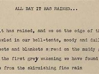 "All day it has rained" A /AS LEVEL ENGLISH LIITERAUTRE poetry analysis