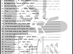 Past Perfect Tense 1 Page BW Worksheet