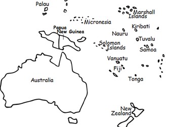 OCEANIA Word Search Puzzle with Map