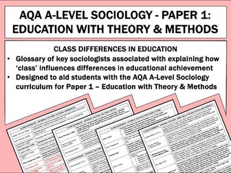 Class Differences in Education - Key Sociologists Glossary (AQA Paper 1)