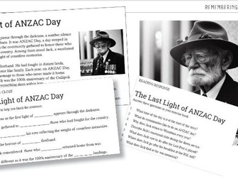 ANZAC Day Story and Reading Comprehension
