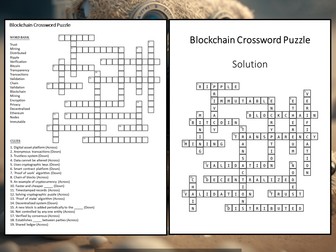 Blockchain Crossword Puzzle Worksheet Activity