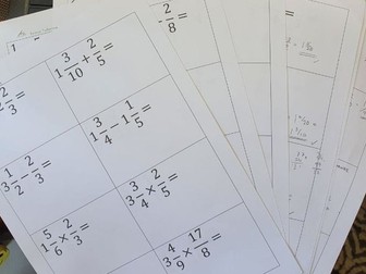 Mixed Operation Fraction Arithmetic Flashcards