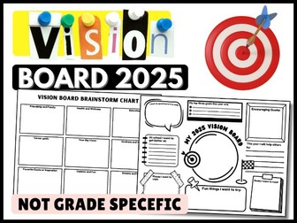 Vision board blank templates New Years Resolution 2025 Goal Setting Brainstorm