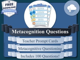 Metacognition Teacher's Prompt Cards (Free Metacognitive Tool)