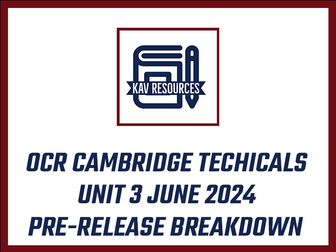 OCR  Cambridge Techincals L3 Unit 3 Pre-release breakdown June 2024 inc example 16 mark  answer