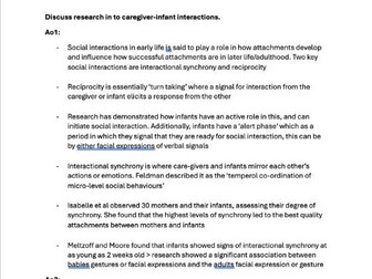 A level psychology - Paper 1 Attachments A* essay plans Ao1 + Ao3