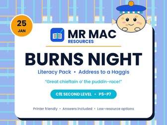Burns Night Literacy Pack - Address to a Haggis - Scottish CfE Second Level - P5-P7