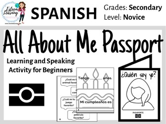 About Me Passport - Personal Information Review Speaking Activity - Spanish