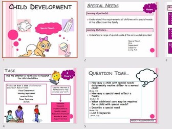Child Development Health & Social Care - Child Disabilities & Special Needs Research Task - 2 Hour