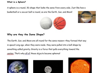 Shape of the Earth, Moon and Sun Science Reading