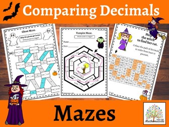 Comparing Decimals Mazes Halloween Activities