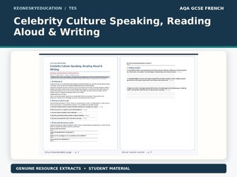 AQA GCSE French 8652 - Celebrity Culture Speaking, Reading Aloud & Writing