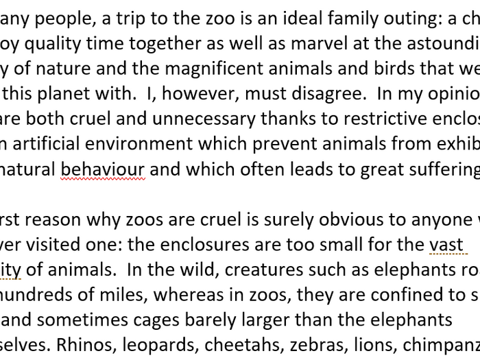 essay against zoos