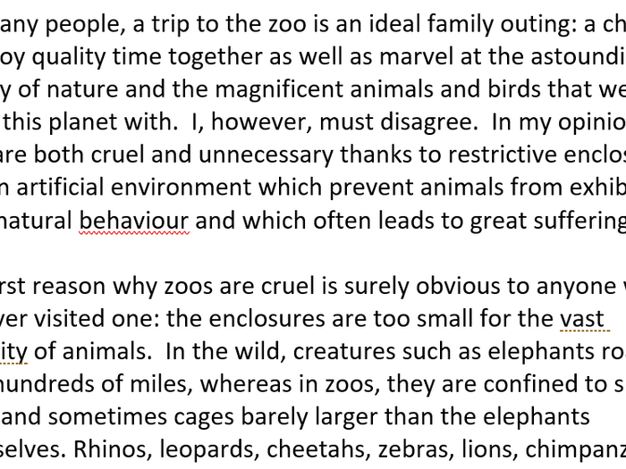 essay about zoos being bad