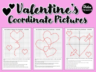 Valentine's Day Coordinate Picture Worksheets Differentiated & Answers