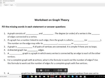 A level maths Decision 1 on graph theory (find missing words for concepts)