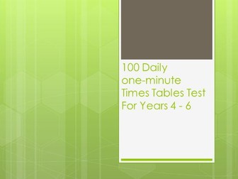 100 daily one-minute times table tests  (10 questions per slide)