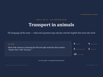 IGCSE Biology 0610 U9 Transport in animals — EAL