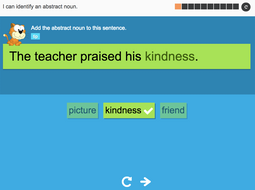 I can identify an abstract noun - Interactive Activity - Year 2 Spag