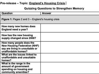 AQA 2024 Pre Release comprehension questions