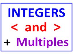 Integers Greater Than Less Than PLUS Integers and Multiples (6 Worksheets in all)